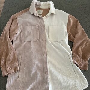 Stoosh Corduroy Utility Jacket in Cream and Tan